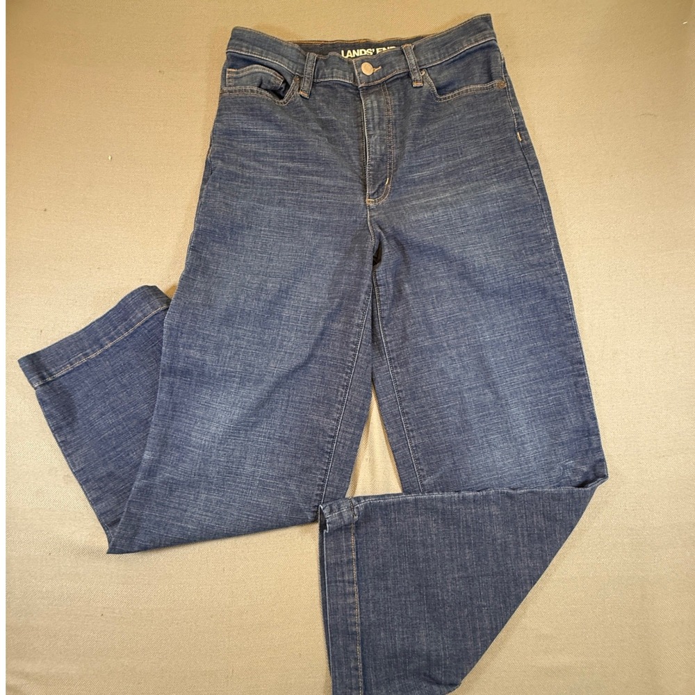 Lands End High Rise Wide Leg Jeans Womens 10 Blue Denim Medium Wash 516323 2317